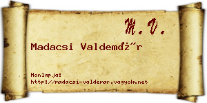 Madacsi Valdemár névjegykártya